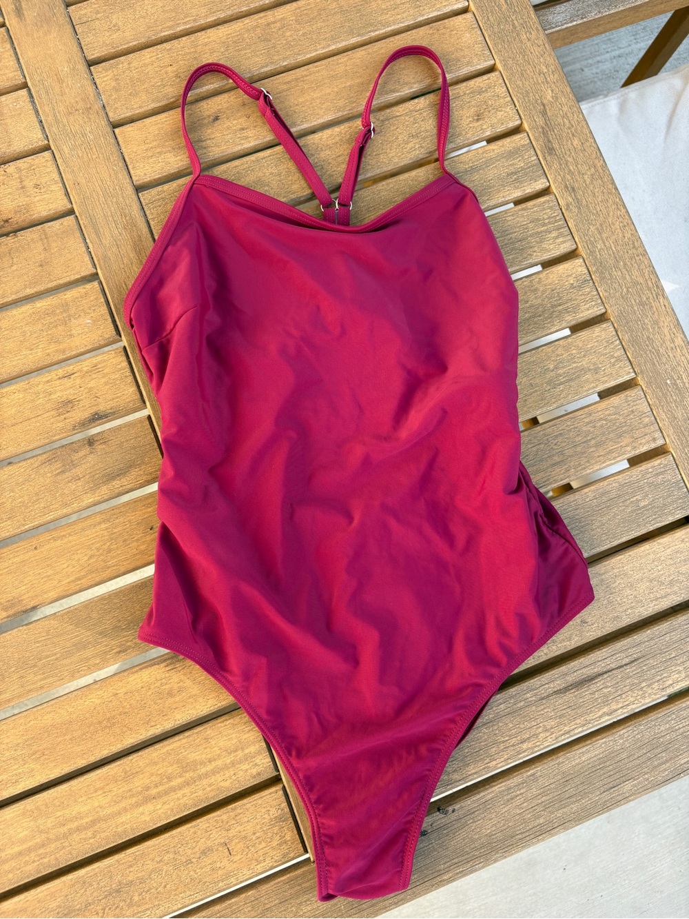 Burgundy Wine One Piece Swimsuit Cutout Back Size XL